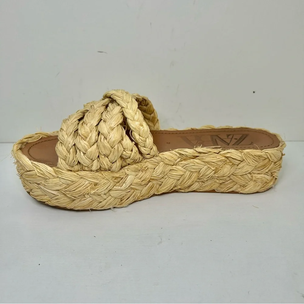 Zara Raffia Braided Platform Neutral Cream Tan Sandals Size 37
